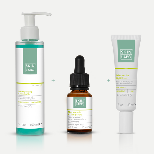 Gel de Limpeza Dermopurificante+ Sérum Ativo de Niacinamida+ Creme Leve Ativo Anti-oleosidade